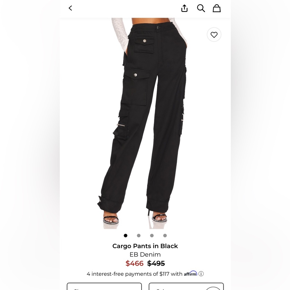 EB Denim Black Wide-Leg Cargo Pants (Medium)